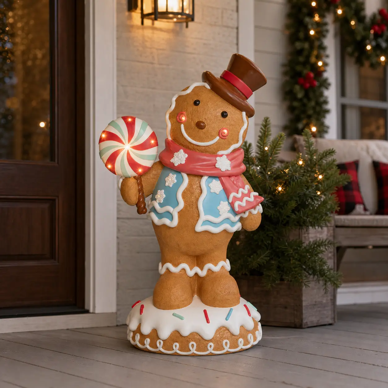 5 FT Lighted Blue Gingerbread Boy Battery Operated