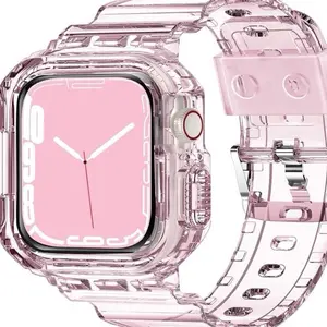 Adjustable Translucent Waterproof Silicone IWatch Band, Soft Comfortable Strap for All Models, Durable Smartwatch Accessory, Enhances Style & Comfort