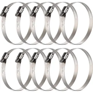 Large Hose Clamps, 10 Pack 4 Inch Stainless Steel Hose Clamps Adjustable from 3-3/4"-4-5/16"/95-110mm, Metal Worm Gear Duct Clamp for Air Ducting, Dryer Vent Hose,  Line, Automotive