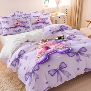 2/3-Piece Princess-Style “A” theme Bedding Set Soft and Delicate Polyester Fiber Duvet Cover Set Dreamy and Sweet Overall Style Filled With Girlish Charm and a Sense of Occasion Suitable for All Seasons