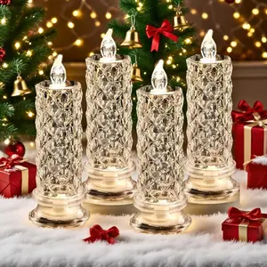 4-Pack LED Crystal Candle Lights – Decorative Night Lights for Bedroom, Wedding, Birthday, Anniversary, Holiday Parties & Gift Ideas