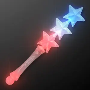 Red White & Blue Triple Star Light Up Flashing Wand