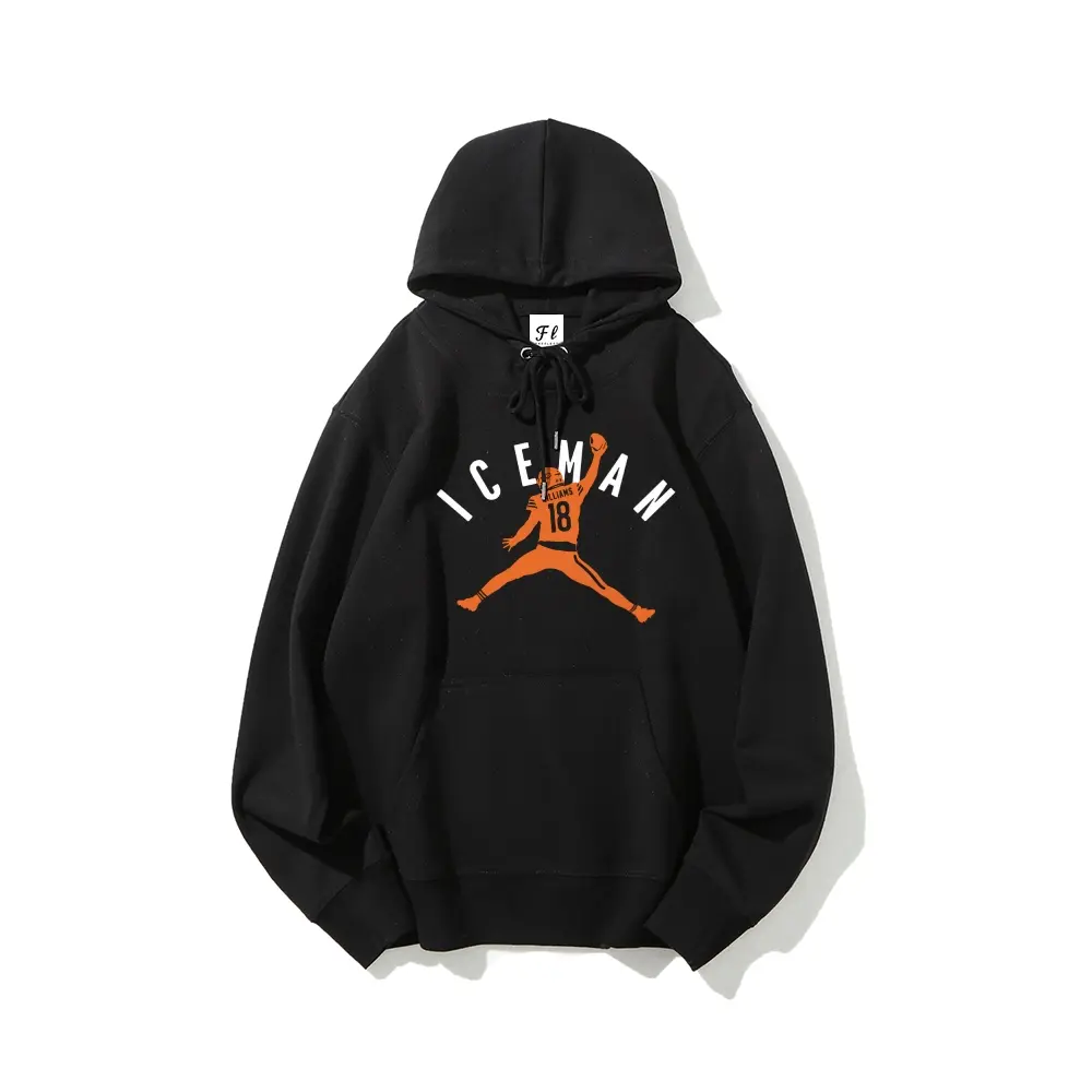 Iceman Quarterback Graphic Hoodie, Unisex American Football Streetwear Pullover for Game Day, Comfortable and Breathable 100% Cotton