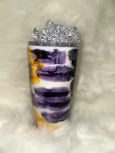 “Golden Grape Luxe” Faux Ice Tumbler – Abstract Elegance Meets Bold Sip Style
