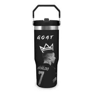 30 Portable Car Cup CR7 Football Themed Tumbler - Insulated Stainless Steel Water Bottle, Durable Thermos & Flask, Multi-Purpose Drinking Cup for Home, Office, School & Daily On-the-Go, Perfect Boyfriend Gift & Summer Cool Sports Drinkware