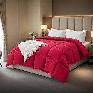 Twin/Full/Queen/King | Rich Burgundy Cloud-Like All-Season Comforter Microfiber Soft scandinavian sleep bedding method summer quilt dreamy duvet marshmellow Goose Luxurious Feather Down luxury covers puffed blanket insert