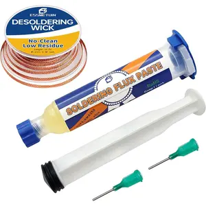 Solder flux for Electronics Soldering, No Clean Soldering Flux Paste (10CC) & Desoldering Wick