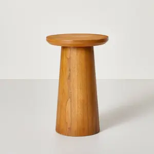 Wooden Round Pedestal Accent Drink Table - Aged Oak - Hearth & Hand with