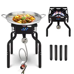 ARC 200,000BTU Propane Burner Camp Stove Removable Legs，With Concave Comal para Tacos,23 Inches Heavy Duty Mexican Discada Disc Cooker, Great for frying and tortillas