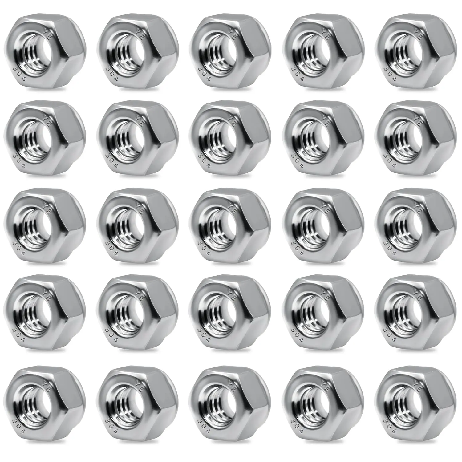 25 Pack 1/4"-20 Lock Nuts,304 (A2-70) Stainless Steel Nylon Insert Locknuts Standard Inch Thread Nylock Nuts for Hardware, Machinery, Automotive, Furniture Repair
