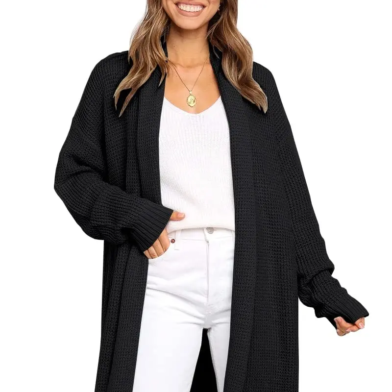 Women's Oversized Chunky Knit Cardigan, Long Sleeve Open Front Slouchy Sweater Coat, Below Knee Length Casual Outdoor Knitwear, Leggings, Style, Garment, Stretchy, Soft