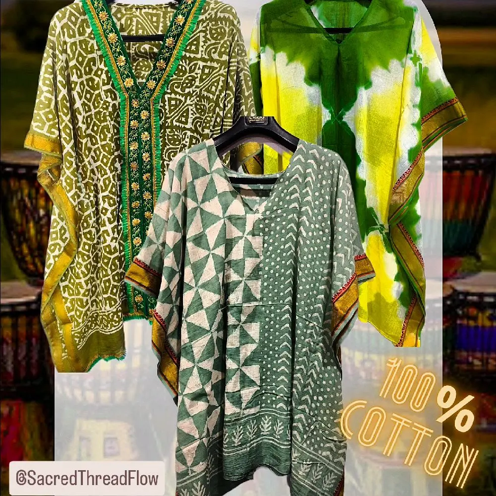 100% Cotton Hand Block Printed Kaftans