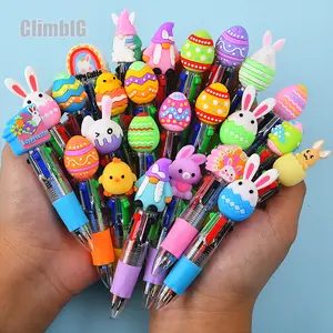 10Pcs Mini Easter Egg Bunny Theme Four-Color Ballpoint Pens - Easter Egg Filler, Multi-Purpose Writing Tools, Ideal for Party Favors, Perfect as Easter Gifts, School Stationery, Office and Study Essentials, Bunny-Themed Accessories