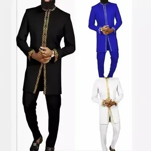 Men's Long African Bronzing African Ethnic Style 2-Piece Set Men's New Suit Formal Menswear
