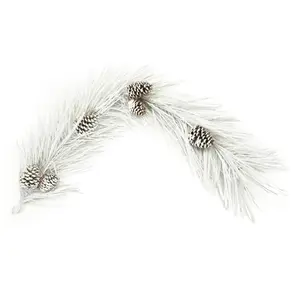 360 Stand Melrose 95357DS 48 in. PVC Flocked Long Needle Pine Garland - White & Green Rustic Decoration for Home, Living Room Decor, Room Decorations & Festive Party Supplies