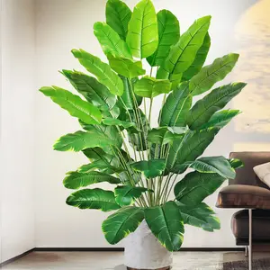 66-90-142cm（55.9in ) Artificial Tropical Palm Tree Fake Banana Plant Leaves Real Touch Strelitzia Plastic Plant for Home Garden