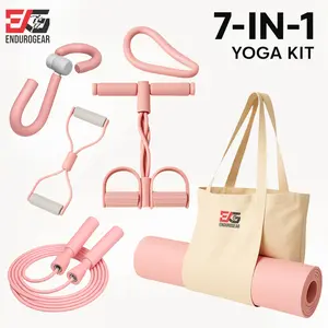 7-in-1 Yoga & Fitness Kit – Mat, Jump Rope, Resistance Bands, Mat Bag & More | Home Workout & Pilates Set for Women