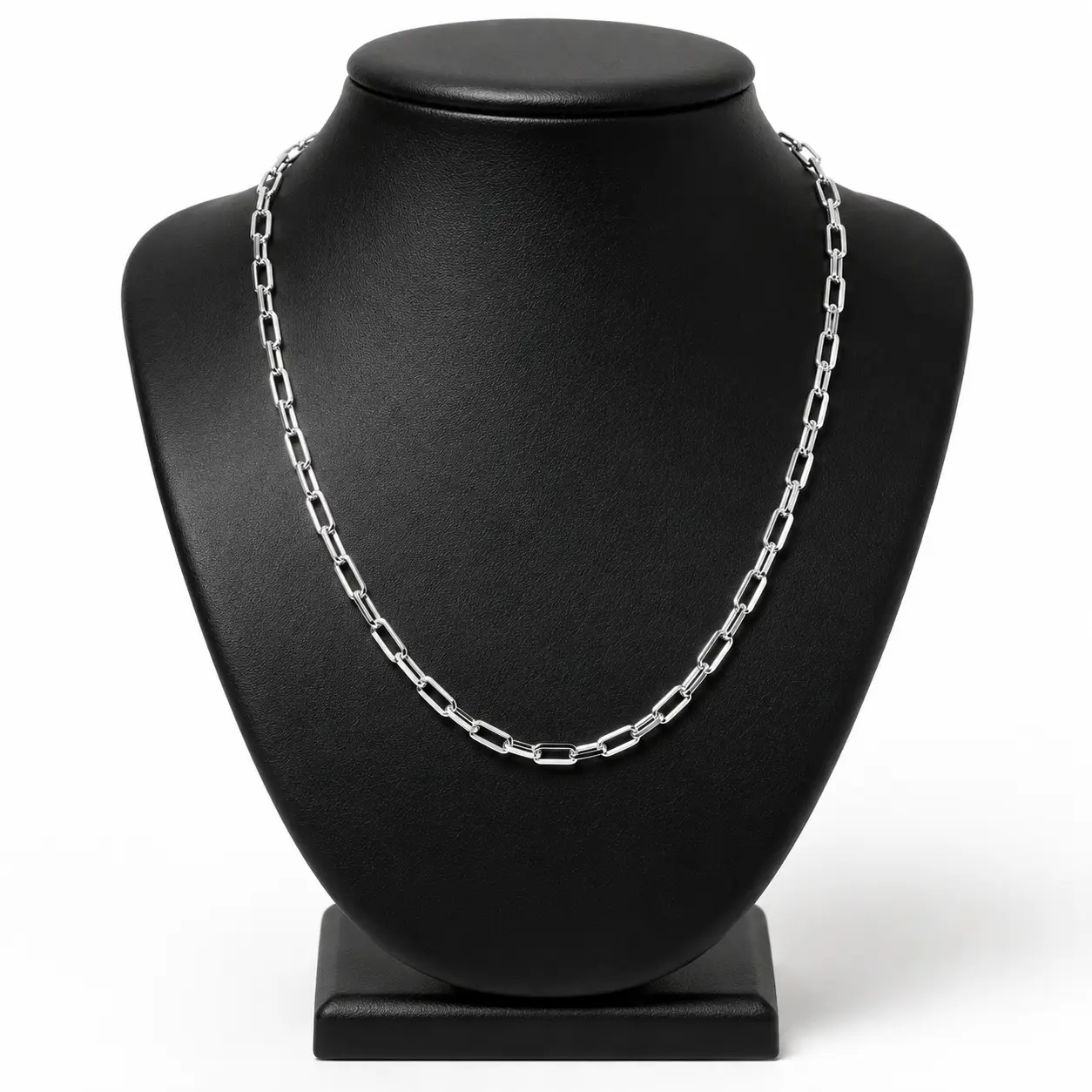 S925 Paper Clip Chain Necklace  Silver Plated 4mm 20”