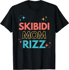 100% Cotton Unisex Natural Soft Short-Sleeve T-Shirt, Funny Skibidi Mom Rizz Middle School Mom Top for Mother's Day