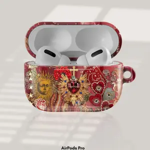 Celestial Sacred Heart AirPod Case Vintage Collage Airpods 4 case, Mosaic Art Airpods Case Sun & Moon AirPods Pro Case, AirPods Pro 2 Case