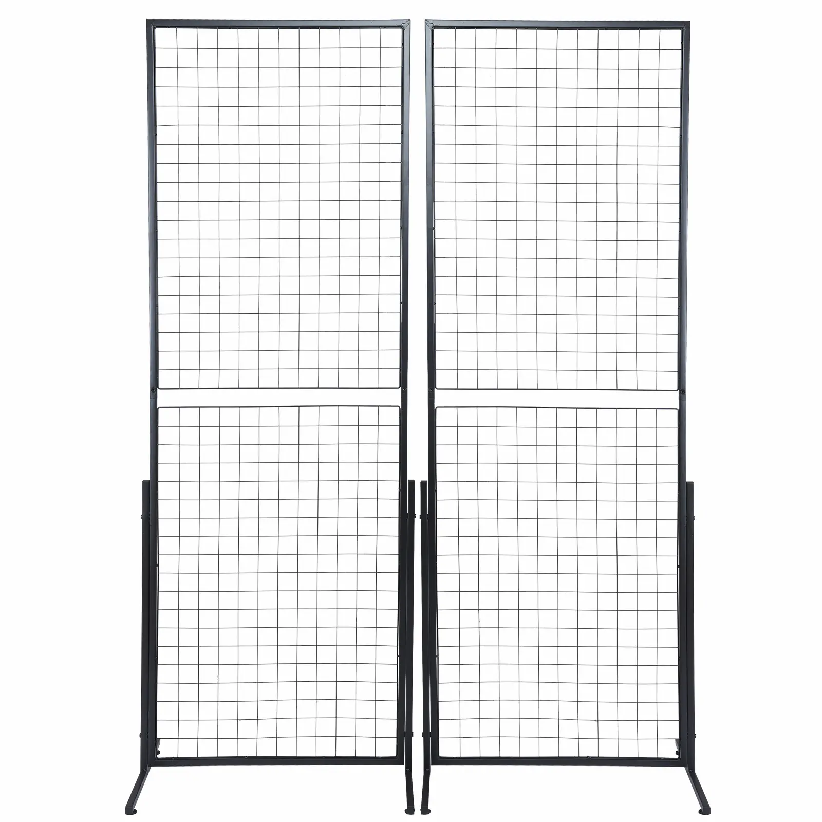 VEVOR 2' x 5.6' Grid Wall Panels Tower, 2 Packs Wire Grid Panels with T-Base Floorstanding, Double Side Gridwall Panels for Art Craft Shows, Retail Display with Extra Clips and Hooks