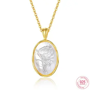 TAANAA 3D Carved Rose Fritillary Necklace For Women New 925 Sterling Silver Pendants Jewelry Valentine's Day Gifts