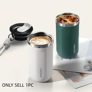 Double Layer Stainless Steel Vacuum Coffee Cup, Reusable Insulated Travel Mug, Non-Slip Portable Design, Durable Thermal Bottle, Coffee Thermos