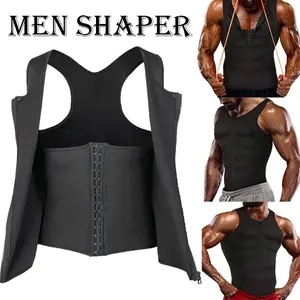 1/2/3/4 Pack Menswear Compression Shirt Body Shaper Black Sports Tank Top Tight Undershirt Tummy Control Girdle Shapewear Gym Outfit Spandex Adjustable Exercise Vest Dry Fit Active Breathable Smooth Garment Clothes Stretchy Belt Layer