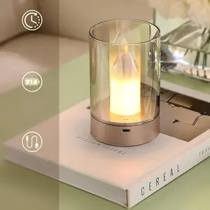 A USB Charging Led with Motion Sensor Candle Light Desk Lamp, Wireless, Analog Brightness Adjustment, for Bedroom, Living Room and Coffee Shop Decoration-Perfect Holiday Gift for Reading, Christmas, Thanksgiving and Mother's Day, Living Room Desk Lamp