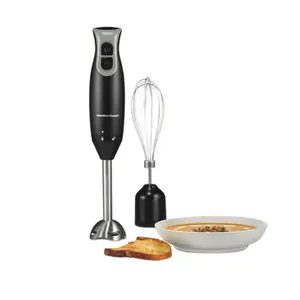 Hamilton Beach 2 Speed Stainless Steel Immersion Blender 59742F with Blending Wand & Whisk 250W Powerful Versatile for Soups Sauces Dips