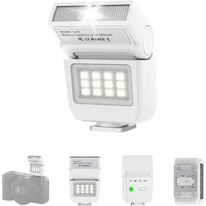 SL03 Camera Mini Flash Speedlite with Video Light, GN8 6500K External Flash 90° Adjust Angle Speedlite Compatible with Sony DSLR Cameras 4 Power Level, Universal Single Contact Hot Shoe Mount