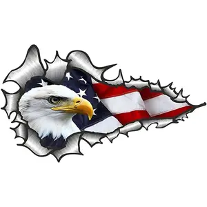 2 Pack American Bald Eagle Flag Car Decal Sticker, 7.48X4.33 Inch Patriotic Eagle Truck Decal Waterproof Bumper Sticker for Car Truck Trailer SUV Van Outdoor Window Wall Laptop Tablet Glass (Number 2)
