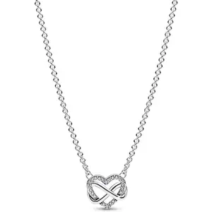Shining Infinity Heart Necklace - 3 Adjustable Lengths - Exquisite Women's Jewelry - 925 Sterling Silver with Clear Cubic Zirconia - 19.7inch, Holiday Gift, Couple's Gift, Exquisite Gift