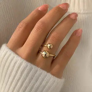 14K Gold Plated Open Ball Ring | Adjustable Ring