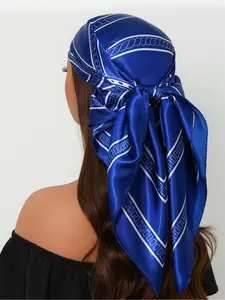Women's Fashionable Travel Shawl Scarf, 35.4-Inch Luxury Printed Silk Headscarf, Versatile 90x90cm Square Wrap for All Seasons, Boho Style Scarf