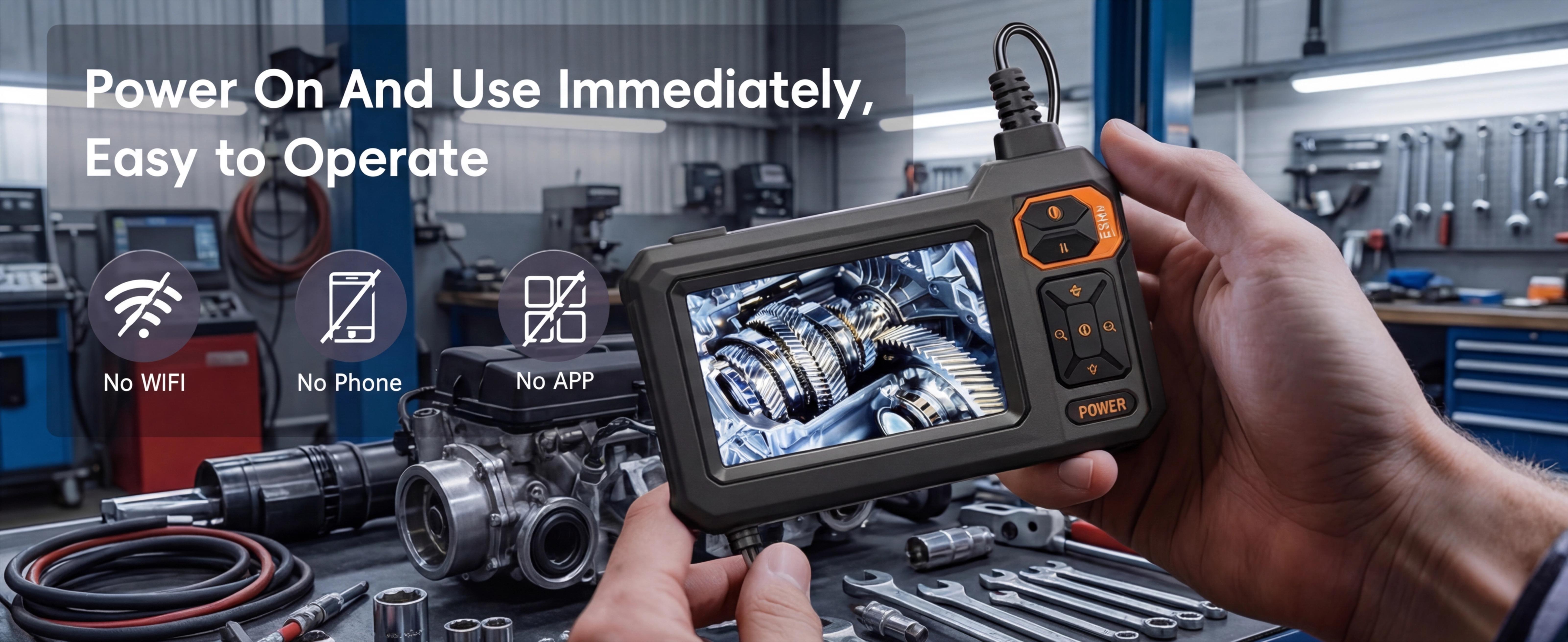 SEESE 16.5FT Borescope Camera with Light, 4.3" HD Screen, Waterproof Endoscope with 8 LED Lights, Semi-Rigid Cable for Sewer, Drain, Pipe Inspection