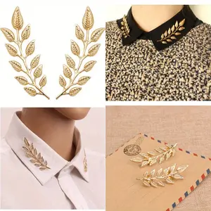1 Pair Golden Wheat Leaf Brooches - Elegant Unisex Suit Clip Collar Pins for Men & Women, Durable Golden-Plated Symbol of Harvest Success, Versatile for Business Casual & Formal Wear, Fashion Statement Piece, Sophisticated Style, Polished F