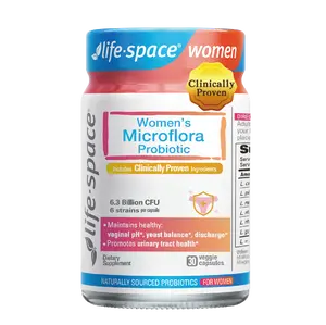 Life-Space Probiotic for Women, Support Balance Women's Healthy Microflora & pH, Boost Urinary Tract Health, 6.3 Billion CFU and Multi-Strain - 60 Vegetarian Capsules