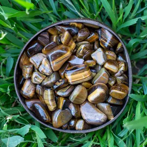 Down To Earth Gold Tiger's Eye Tumbled Crystals for Energy and Grounding - 0.75"-1.25" Size, Balanced Chakras, Protective & Cognitive, Astrological Significance