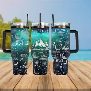 Velaris Night Court 40oz Tumbler with Handle, City of Starlight Mug, Fantasy Bookish Gift, Drinkware, Full Color Range, Find Your