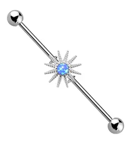 Blaze Blue Opalite Industrial Barbell
