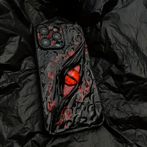 Gothic Punk Style Protective Shockproof Smartphone Casing Cellphone Protector iPhone Case Cover, Devil Eye Design, Full Protection for iPhone 15/14/13/16/17 Pro/pro Max, Trendy Flame Pattern