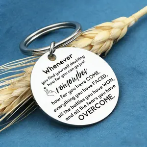 Inspirational Keychain Gifts for Men Women, Motivational Quote Keyring Birthday Graduation Gifts for Son Daughter Best Friend, Whenever You Find Yourself Doubting How Far You Can Go Just Remember, Stainless Steel