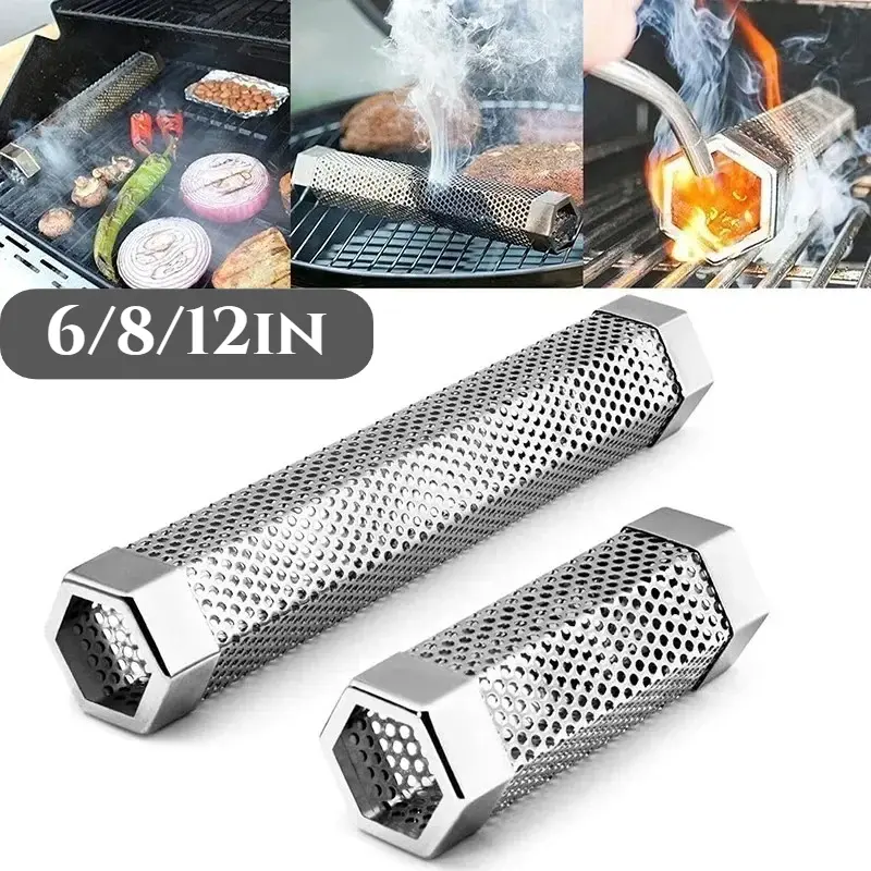 304 Stainless Steel Hexagon Pellet Smoker Tube, 6/8/12 Inch BBQ Smoke Tube, 5 Hours Billowing Smoke for Cold & Hot Smoking, Barbecue Accessories, Grill Accessories For Outdoor Grill, Grilling Accessories, Grilling Tools, Barbecue Utensils