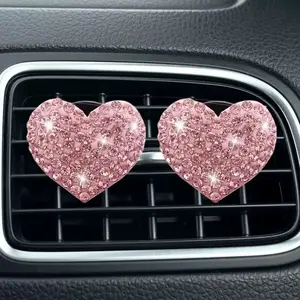 Cute Bling Heart Car Air Vent Clips, Crystal Car Vent Accessories, Elegant Car Interior Decor for Women, Perfect Gift for Birthday, Valentine's Day, Car Accessory