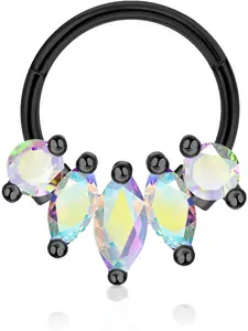 16G G23 Titanium Septum Rings Hinged Septum Clicker Ring Nose Rings Septum Jewelry with CZ Daith Earrings Helix Earrings Cartilage Nose Rings Piercing for Women Men