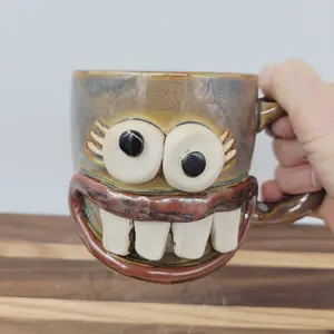 Nurse Coffee Cup | LEFT-HANDED | Funny RN Face Mug | Handmade Pottery
