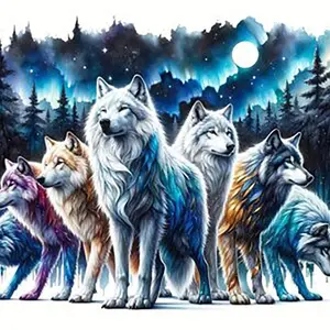 Wolf Pattern DIY Diamond Arts Colorful Painting Kit without Frame, 5D Diamond Arts Colorful Painting Kit, Wall Art Decor for Home Living Room Bedroom