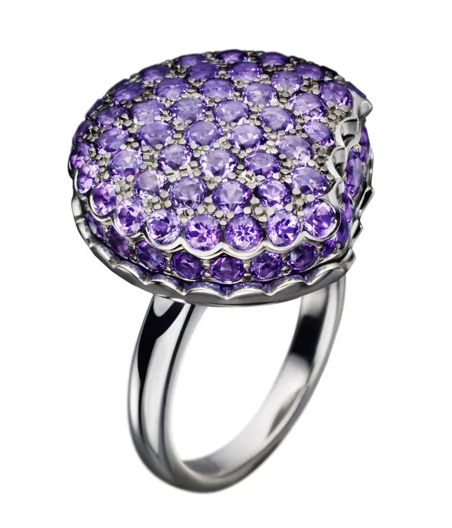 Pre-owned Boucheron Macaron 18K 750 52 White Gold Amethyst Ring