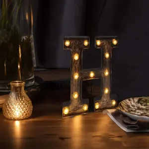 LED Marquee Letter "H" Industrial Style Antique Black 9" - Vintage Light-Up Sign for Events & Decor